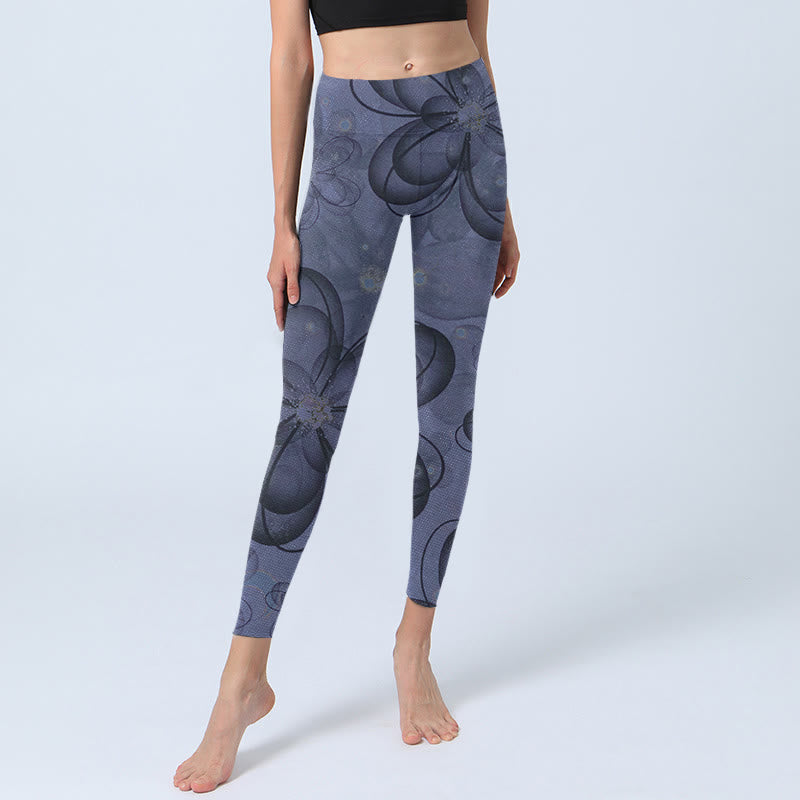 Leggings de yoga para mujer con estampado de pétalos abstractos y Buddha Stones - image 5