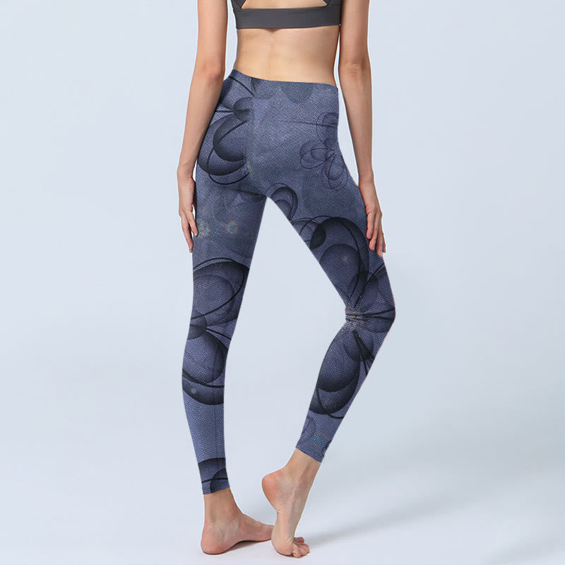 Leggings de yoga para mujer con estampado de pétalos abstractos y Buddha Stones - image 5