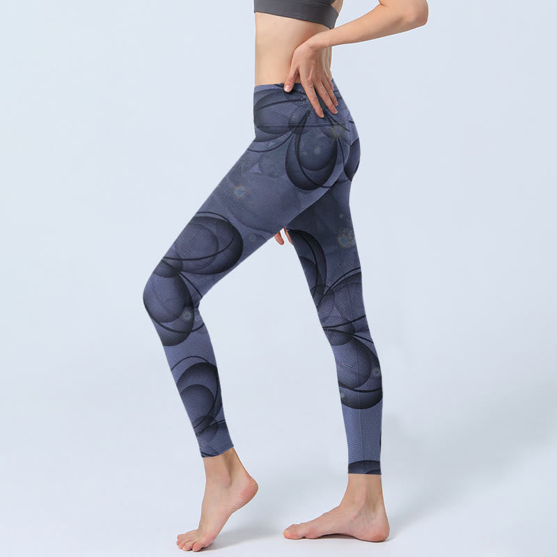 Leggings de yoga para mujer con estampado de pétalos abstractos y Buddha Stones - image 3