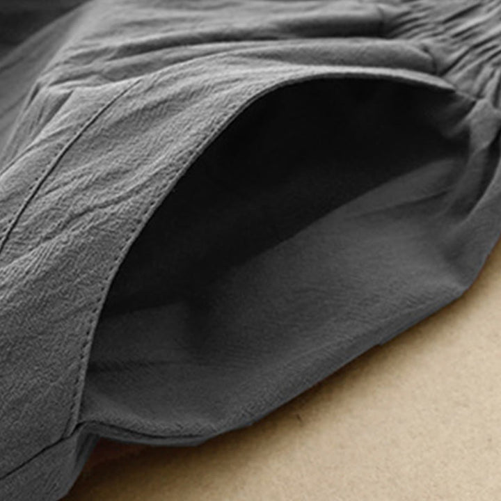 Pantalones de lino y algodón con cintura elástica para mujer, estilo diario, Buddha Stones, con bolsillos - image 6