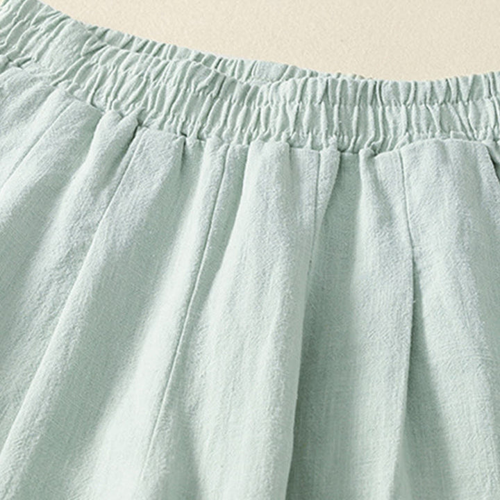 Pantalones de lino y algodón con cintura elástica de color liso para mujer con bolsillos de Buddha Stones Commute - image 15