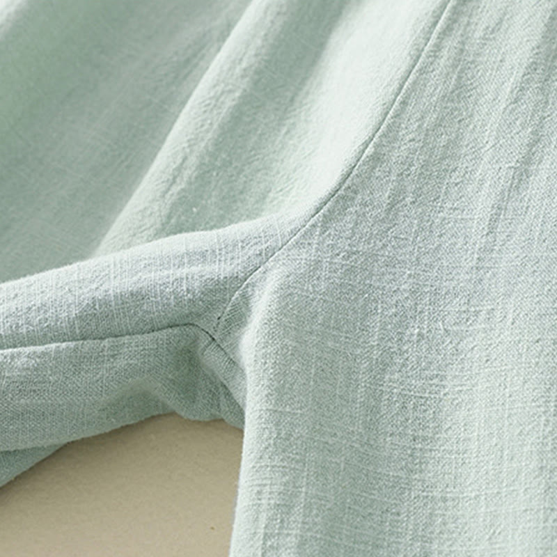 Pantalones de lino y algodón con cintura elástica de color liso para mujer con bolsillos de Buddha Stones Commute - image 17