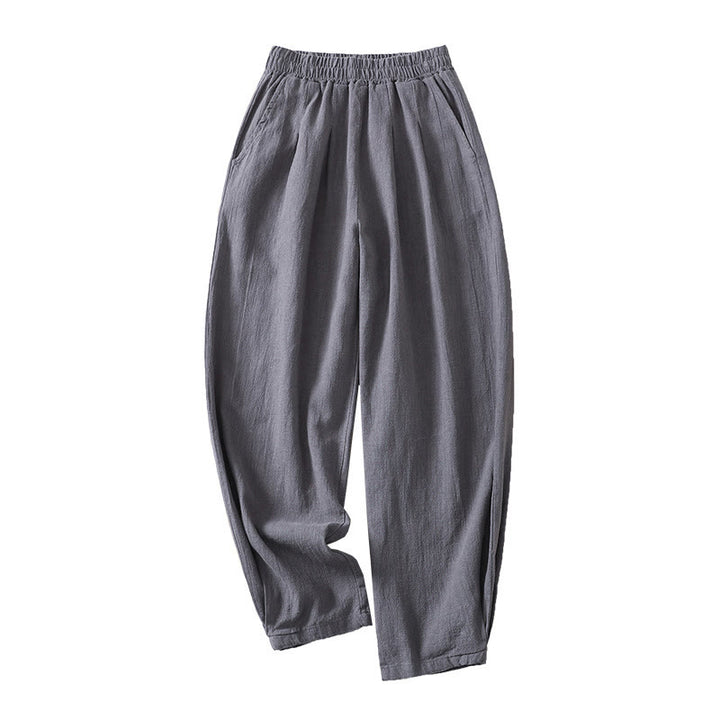 Pantalones de lino y algodón con cintura elástica, versátiles, informales, de color liso, para mujer, con bolsillos , de Buddha Stones - image 10
