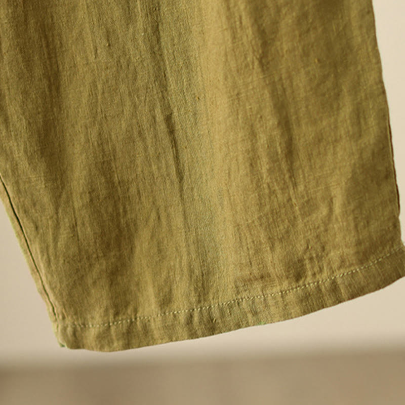 Pantalones anchos de Buddha Stones y algodón para mujer, informales, con diseño de arrugas y cordón ajustable, de 9 pulgadas de largo, con bolsillos - image 20