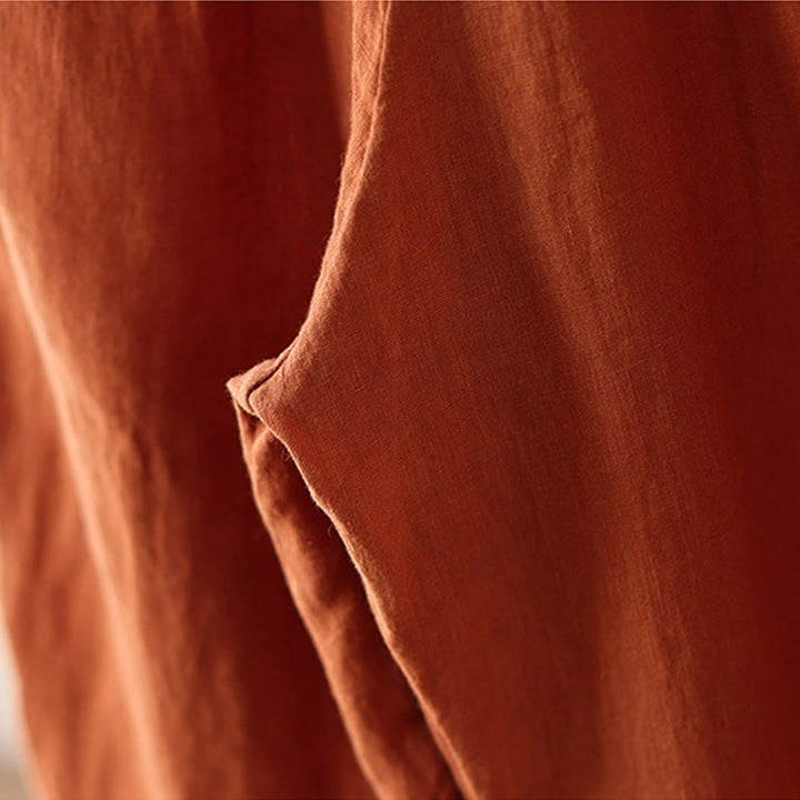 Pantalones anchos de Buddha Stones y algodón para mujer, informales, con diseño de arrugas y cordón ajustable, de 9 pulgadas de largo, con bolsillos - image 8