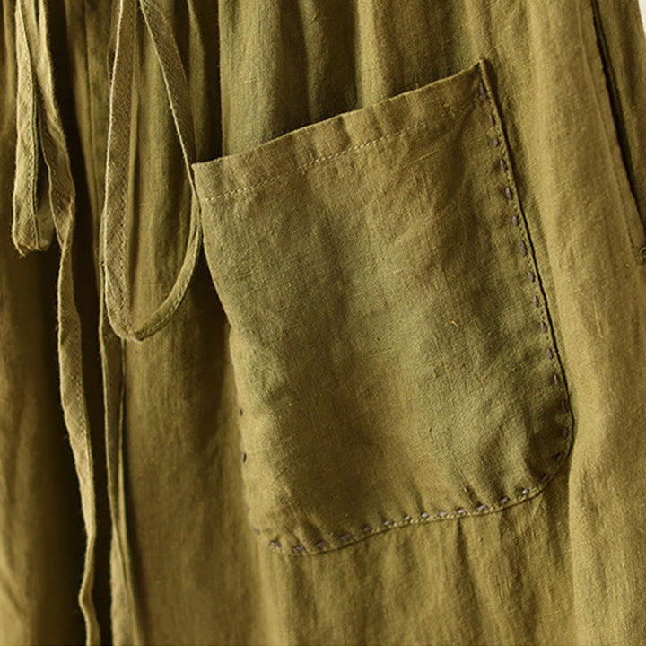 Pantalones anchos de Buddha Stones y algodón para mujer, informales, con diseño de arrugas y cordón ajustable, de 9 pulgadas de largo, con bolsillos - image 19