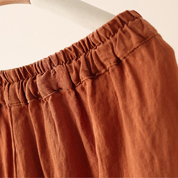 Pantalones anchos de Buddha Stones y algodón para mujer, informales, con diseño de arrugas y cordón ajustable, de 9 pulgadas de largo, con bolsillos - image 6