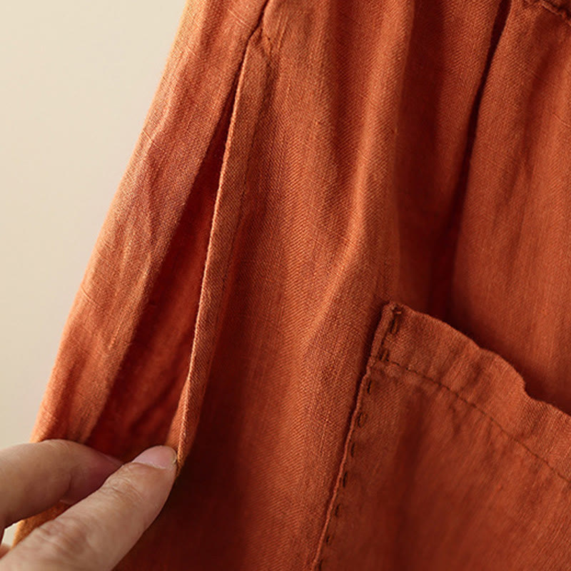 Pantalones anchos de Buddha Stones y algodón para mujer, informales, con diseño de arrugas y cordón ajustable, de 9 pulgadas de largo, con bolsillos - image 10