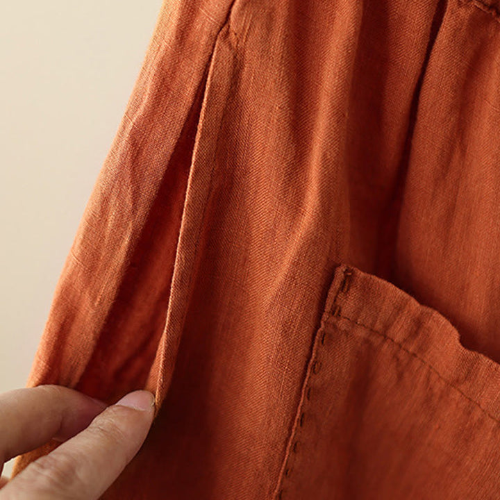 Pantalones anchos de Buddha Stones y algodón para mujer, informales, con diseño de arrugas y cordón ajustable, de 9 pulgadas de largo, con bolsillos - image 10