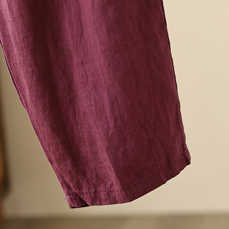 Pantalones anchos de Buddha Stones y algodón para mujer, informales, con diseño de arrugas y cordón ajustable, de 9 pulgadas de largo, con bolsillos - image 16