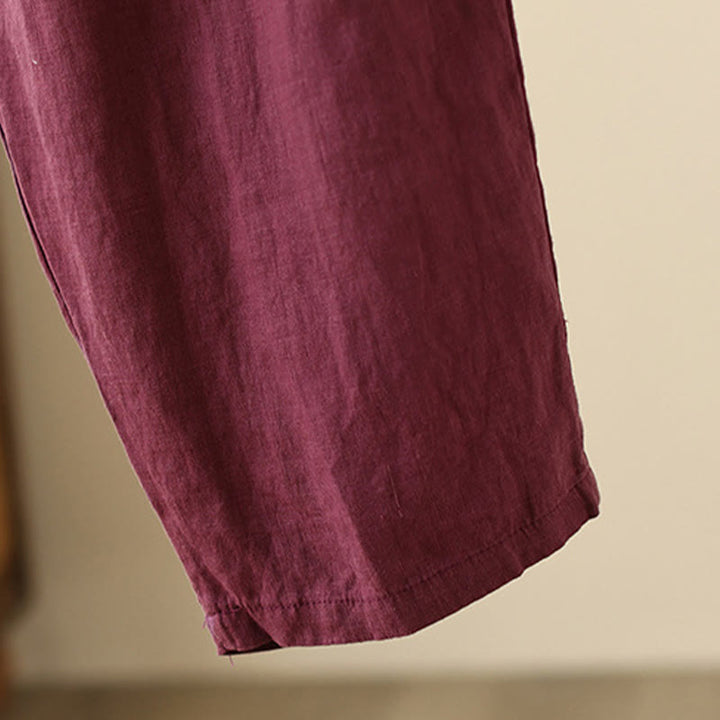 Pantalones anchos de Buddha Stones y algodón para mujer, informales, con diseño de arrugas y cordón ajustable, de 9 pulgadas de largo, con bolsillos - image 16