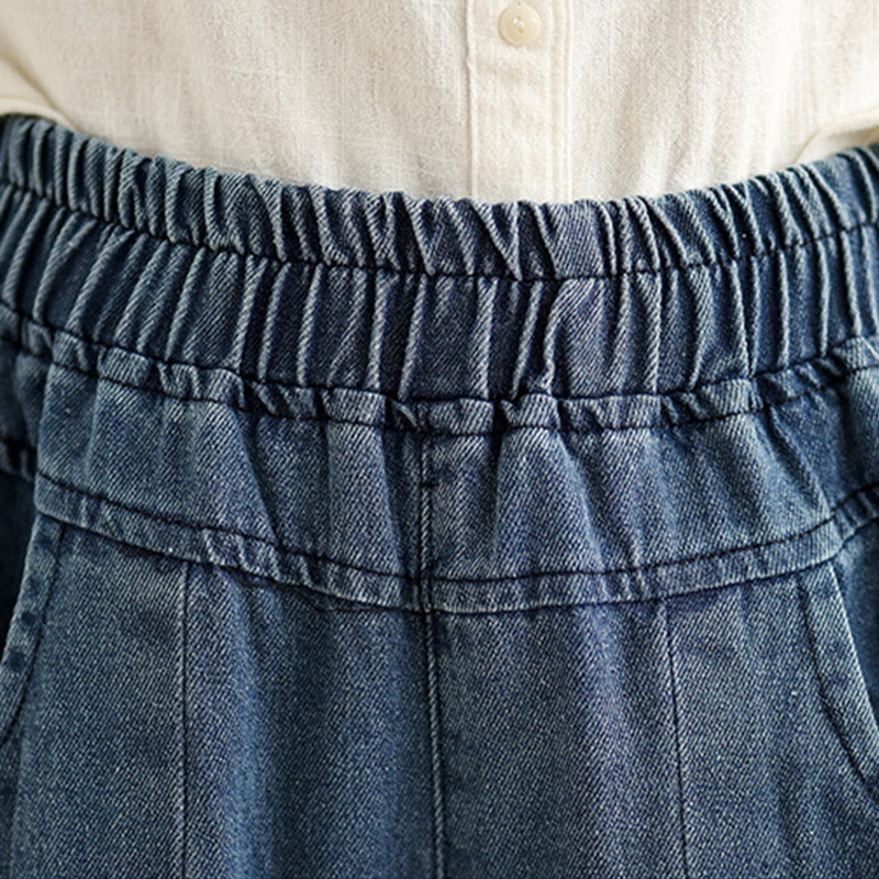 Pantalones anchos de cintura alta para mujer con diseño desgastado vintage de Buddha Stones Fall y bolsillos - image 6