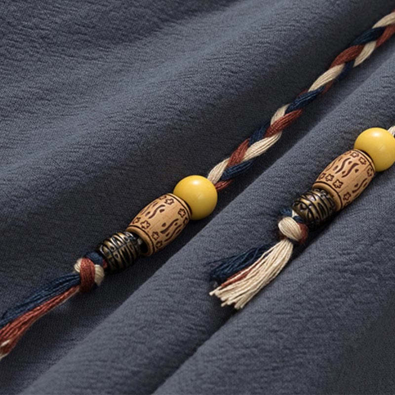 Conjunto de 2 piezas de camiseta de manga corta con estampado de Buddha Stones y pantalones de longitud 7-8, traje Tang de algodón y lino, ropa de meditación para hombre con bolsillos - image 6