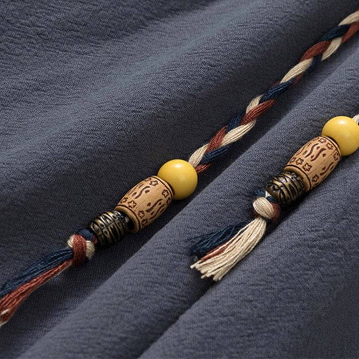 Conjunto de 2 piezas de camiseta de manga corta con estampado de Buddha Stones y pantalones de longitud 7-8, traje Tang de algodón y lino, ropa de meditación para hombre con bolsillos - image 6