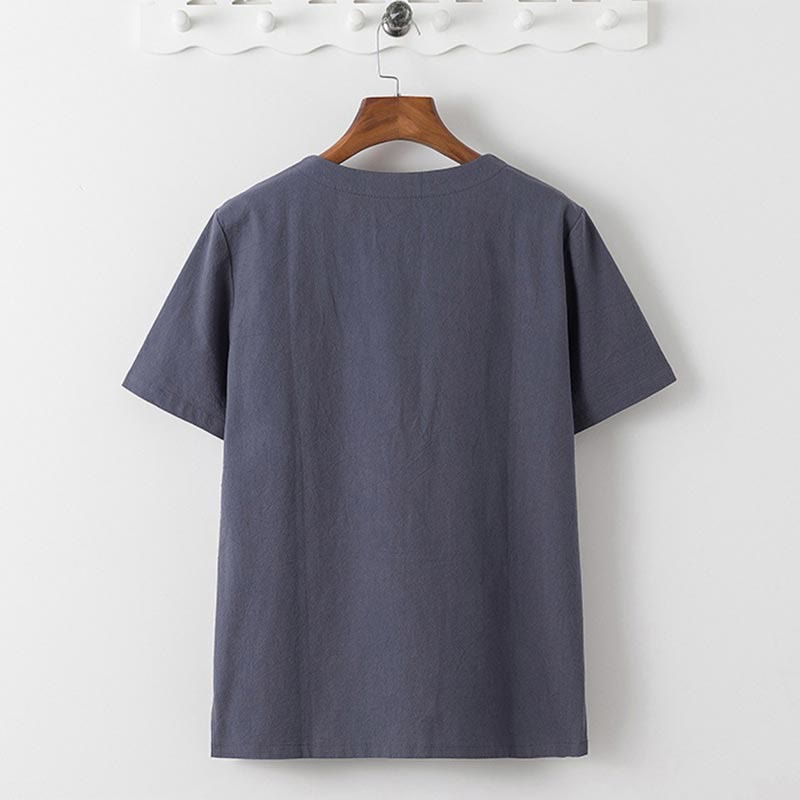 Conjunto de 2 piezas de camiseta de manga corta con estampado de Buddha Stones y pantalones de longitud 7-8, traje Tang de algodón y lino, ropa de meditación para hombre con bolsillos - image 2