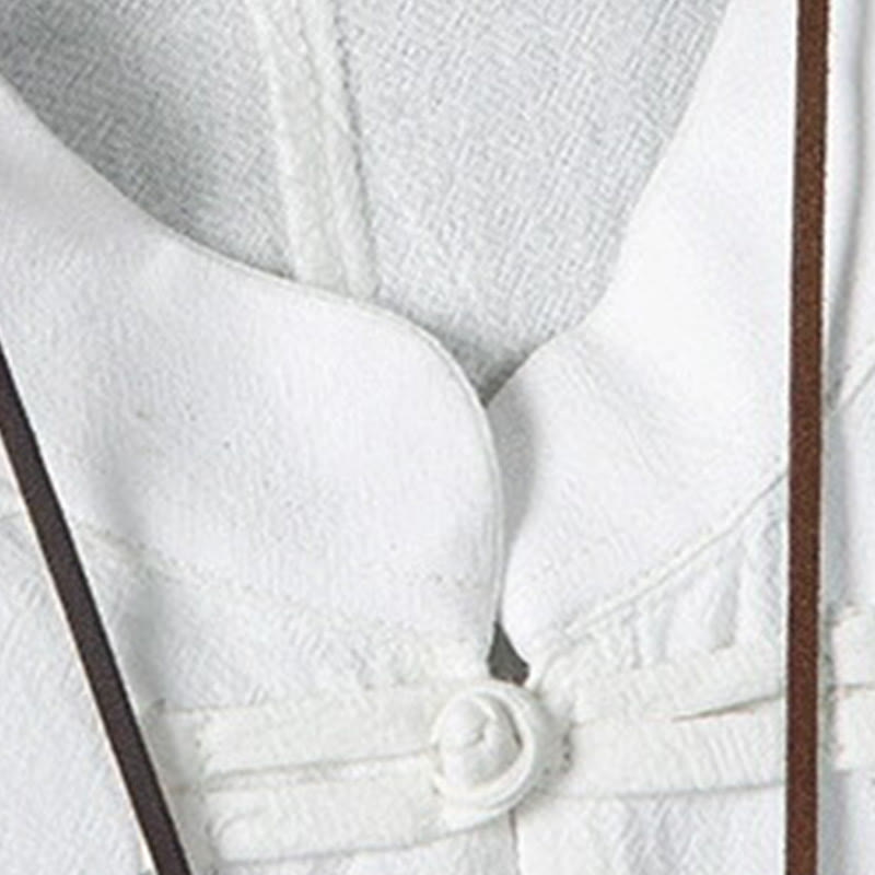 Camisa de lino y algodón para hombre, diseño de media manga con botones de rana y estampado de Buddha Stones, de verano - image 5