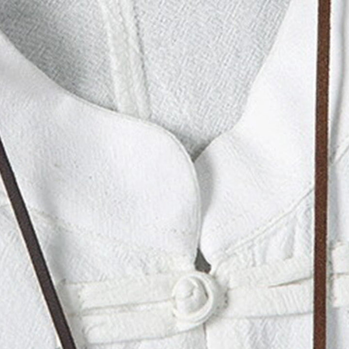 Camisa de lino y algodón para hombre, diseño de media manga con botones de rana y estampado de Buddha Stones, de verano - image 5