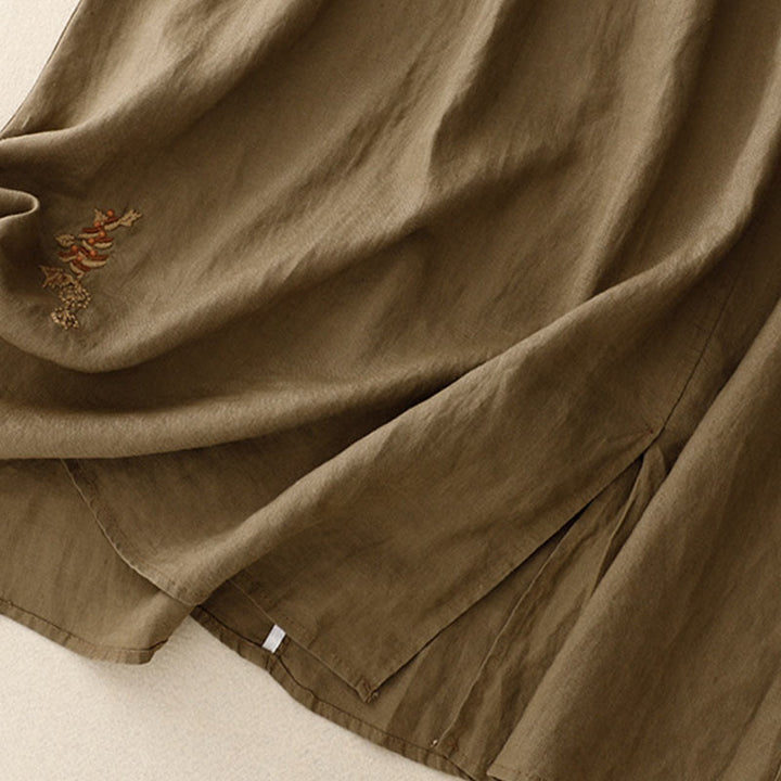 Falda vintage con bordado sólido y cordón para mujer con bolsillos y Buddha Stones - image 4