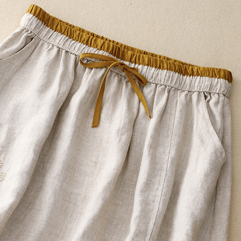 Falda vintage con bordado sólido y cordón para mujer con bolsillos y Buddha Stones - image 8