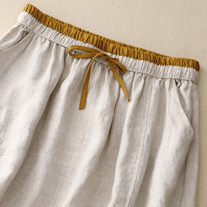 Falda vintage con bordado sólido y cordón para mujer con bolsillos y Buddha Stones - image 8