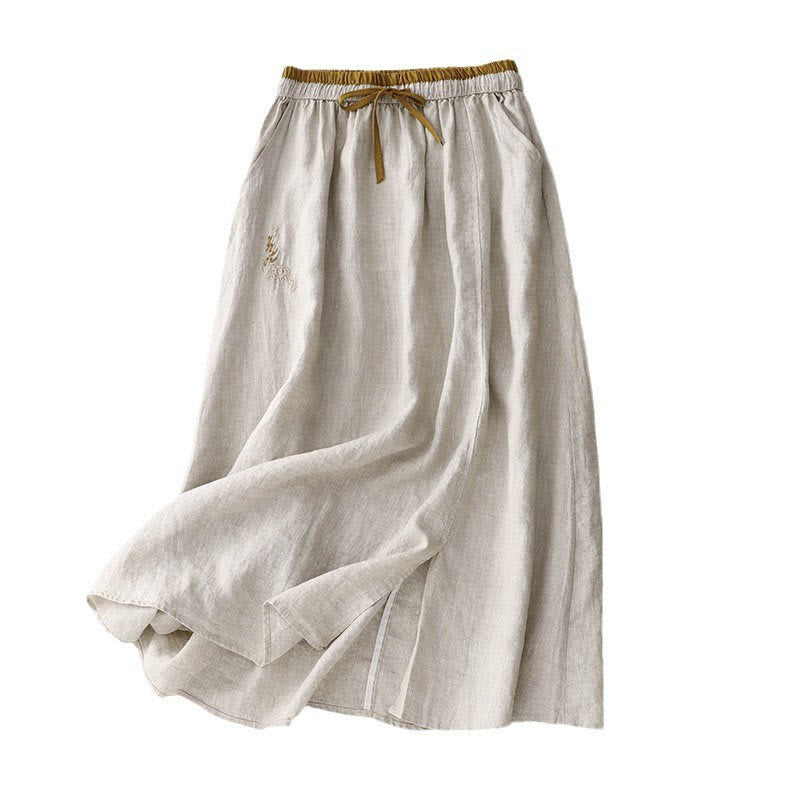 Falda vintage con bordado sólido y cordón para mujer con bolsillos y Buddha Stones - image 13
