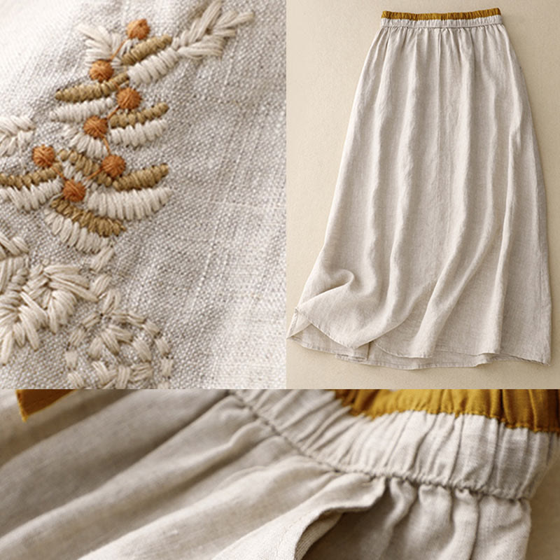 Falda vintage con bordado sólido y cordón para mujer con bolsillos y Buddha Stones - image 12