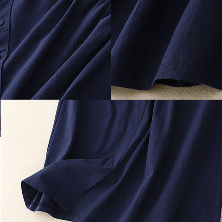 Buddha Stones Falda informal de algodón para mujer, lisa, asimétrica, con botones y bolsillos - image 6