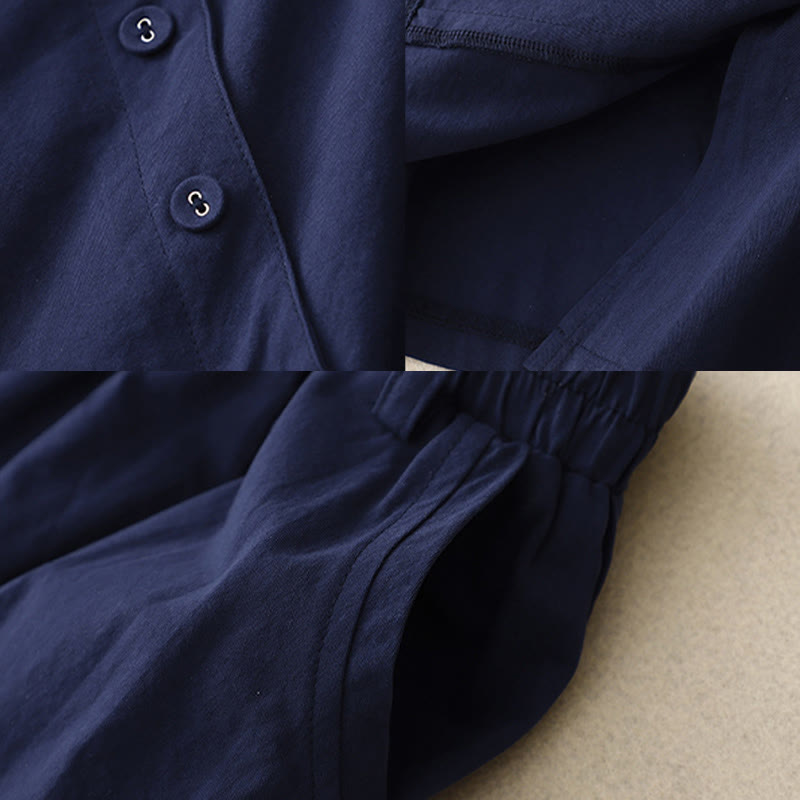 Buddha Stones Falda informal de algodón para mujer, lisa, asimétrica, con botones y bolsillos