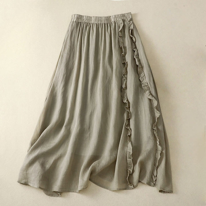 Falda de algodón para mujer con diseño de volantes de verano con Buddha Stones - Verde mar oscuro - US8-10，UK/AU12-14，EU40-42 (2XL) - image 4