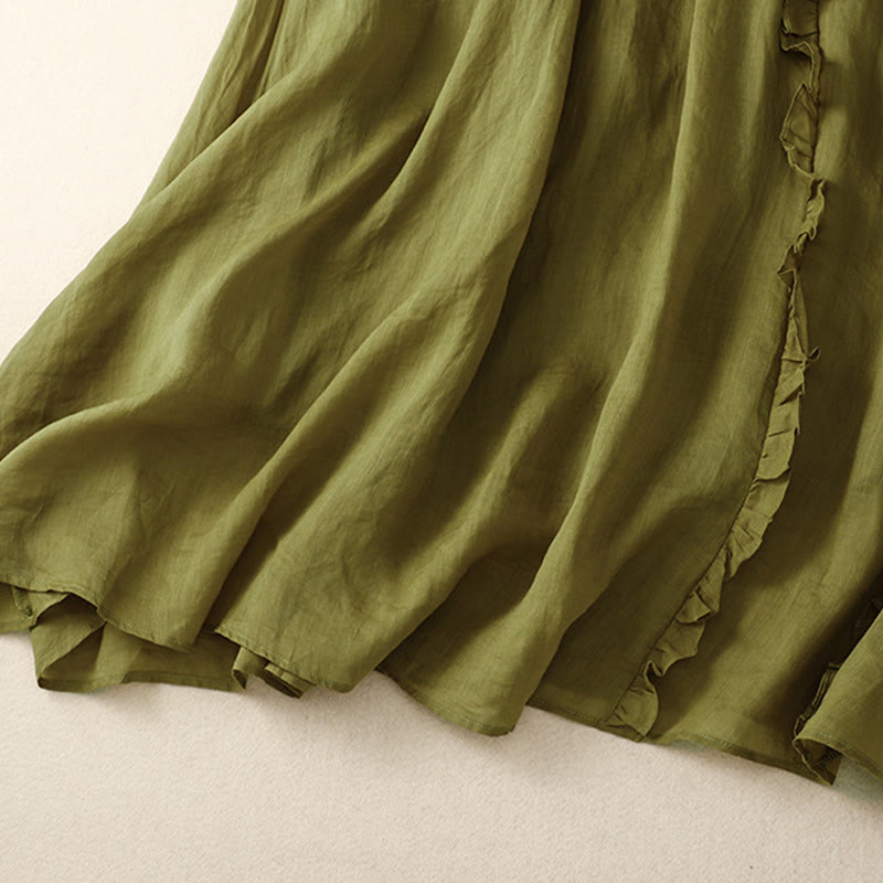 Falda de algodón para mujer con diseño de volantes de verano con Buddha Stones - image 2