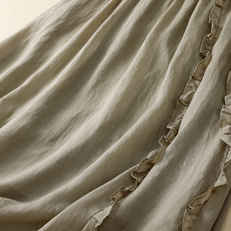 Falda de algodón para mujer con diseño de volantes de verano con Buddha Stones - image 6