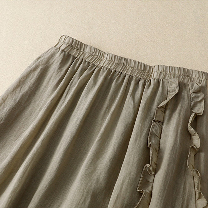 Falda de algodón para mujer con diseño de volantes de verano con Buddha Stones - image 5