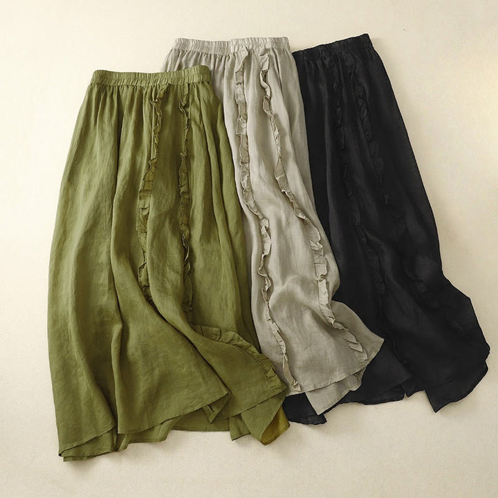 Falda de algodón para mujer con diseño de volantes de verano con Buddha Stones - image 15