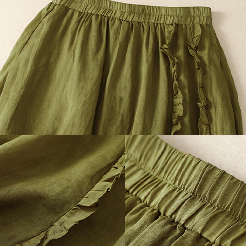 Falda de algodón para mujer con diseño de volantes de verano con Buddha Stones - image 3