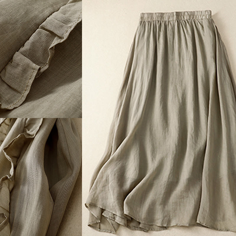 Falda de algodón para mujer con diseño de volantes de verano con Buddha Stones - image 9