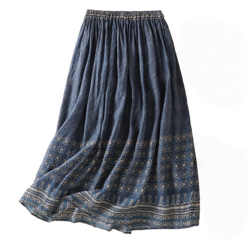 Falda de mujer con cordón y bolsillos, forrada, con estampado floral étnico vintage de Buddha Stones - image 15