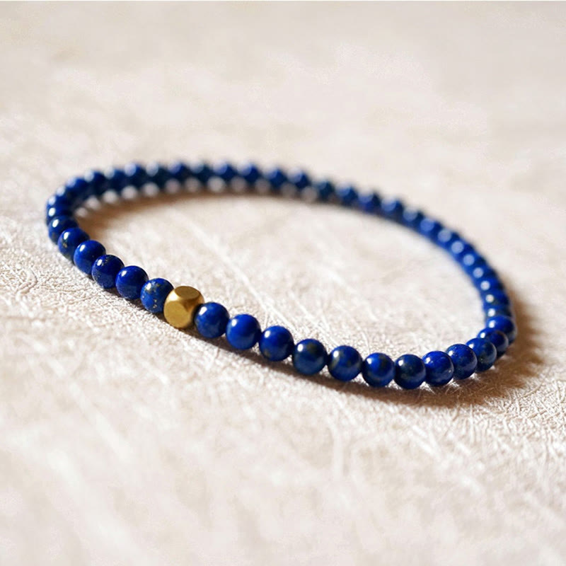Pulsera de cuentas ultrafinas de lapislázuli y lazurita de 4 mm con Buddha Stones para el cuidado personal - image 6