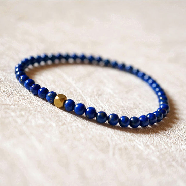Pulsera de cuentas ultrafinas de lapislázuli y lazurita de 4 mm con Buddha Stones para el cuidado personal - image 6