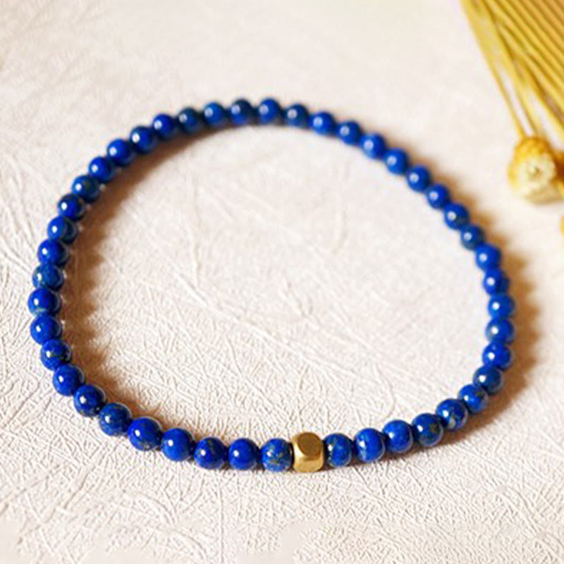 Pulsera de cuentas ultrafinas de lapislázuli y lazurita de 4 mm con Buddha Stones para el cuidado personal - image 3