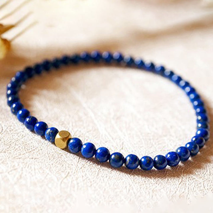 Pulsera de cuentas ultrafinas de lapislázuli y lazurita de 4 mm con Buddha Stones para el cuidado personal - image 9