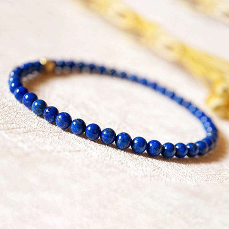 Pulsera de cuentas ultrafinas de lapislázuli y lazurita de 4 mm con Buddha Stones para el cuidado personal - image 14