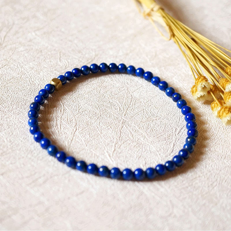 Pulsera de cuentas ultrafinas de lapislázuli y lazurita de 4 mm con Buddha Stones para el cuidado personal - image 15