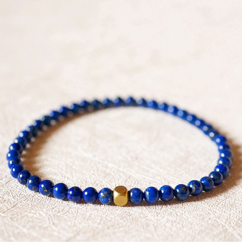Pulsera de cuentas ultrafinas de lapislázuli y lazurita de 4 mm con Buddha Stones para el cuidado personal - Lazurita de 4 mm (circunferencia de la muñeca: 14-16 cm) - image 0
