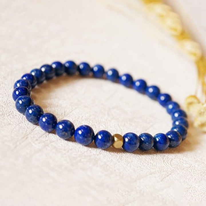 Pulsera de cuentas ultrafinas de lapislázuli y lazurita de 4 mm con Buddha Stones para el cuidado personal - image 4