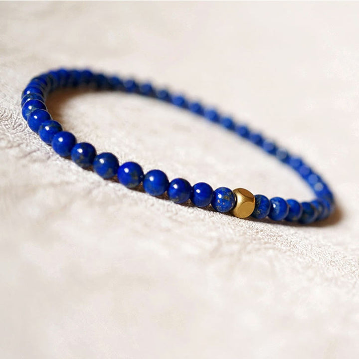 Pulsera de cuentas ultrafinas de lapislázuli y lazurita de 4 mm con Buddha Stones para el cuidado personal - image 12