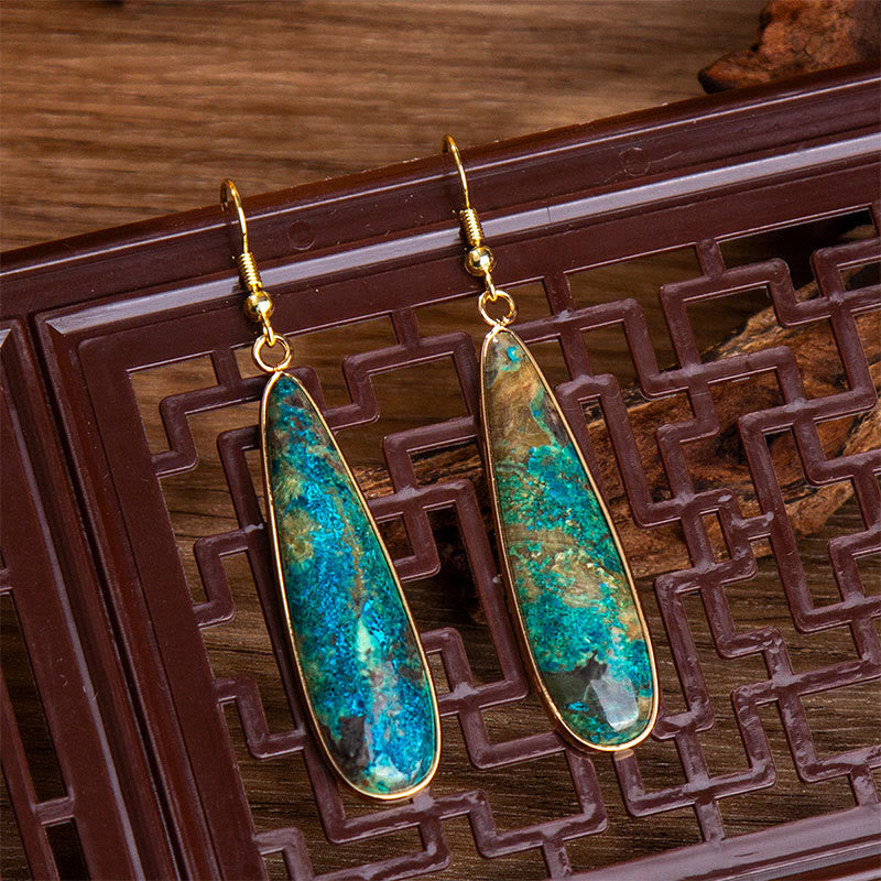 Pendientes Buddha Stones con forma de gota de agua y piedra emperador.