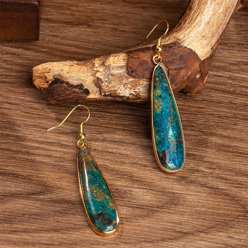 Pendientes Buddha Stones con forma de gota de agua y piedra emperador.