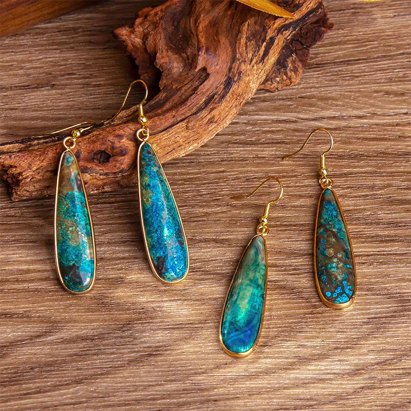 Pendientes Buddha Stones con forma de gota de agua y piedra emperador.