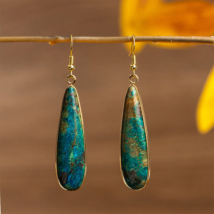 Pendientes Buddha Stones con forma de gota de agua y piedra emperador.