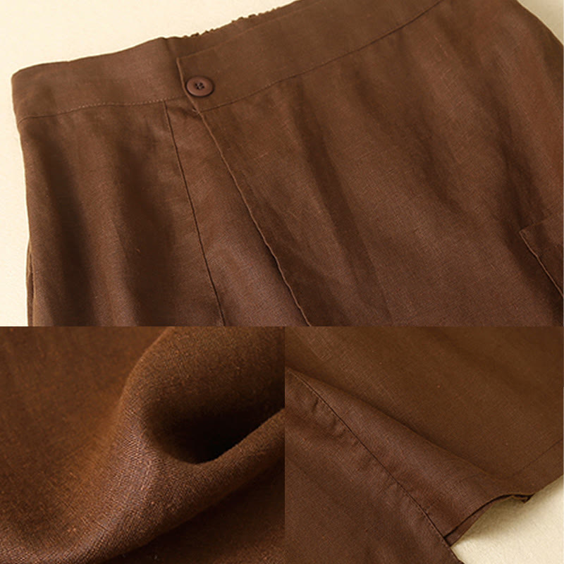 Falda de lino y algodón para mujer, estilo vintage de verano, asimétrica, de cintura alta y con bolsillos, de Buddha Stones - image 2